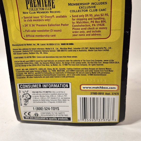 Vintage Matchbox Collectibles Coca Cola 1957 Corvette Convertible 1:64 Diecast - Picture 8 of 9